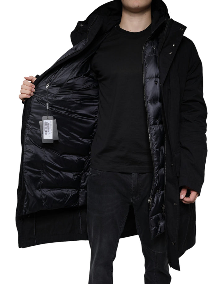 Dolce & Gabbana - Dolce & Gabbana Black Hooded Parka Cotton Trench Coat Jacket - JKT4083 - 50 - Ask Me Wear