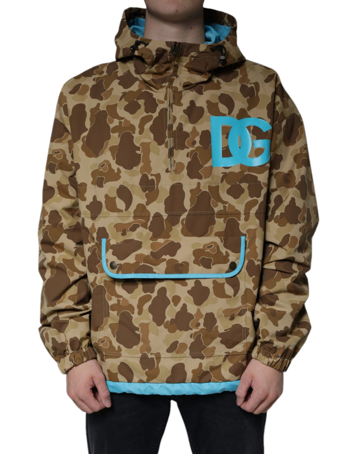 Dolce & Gabbana - Dolce & Gabbana Brown Camouflage Hooded Pullover Jacket - JKT41250 - 56 - Ask Me Wear