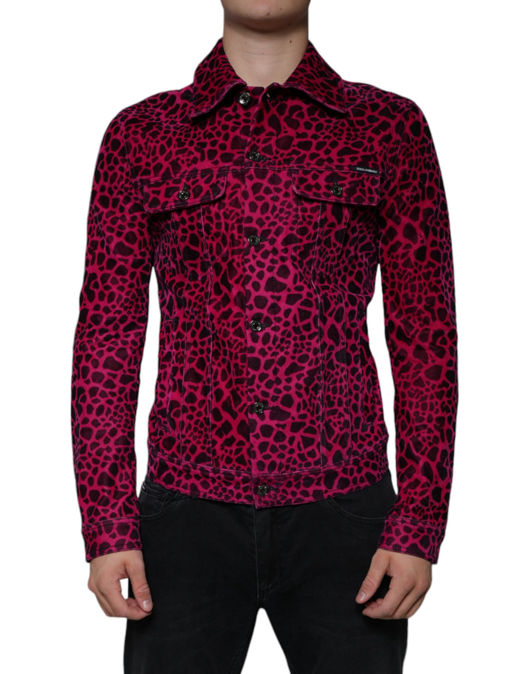 Dolce & Gabbana - Dolce & Gabbana Fuchsia Leopard Button Down Collared Jacket - TSH86590 - 48 - Ask Me Wear