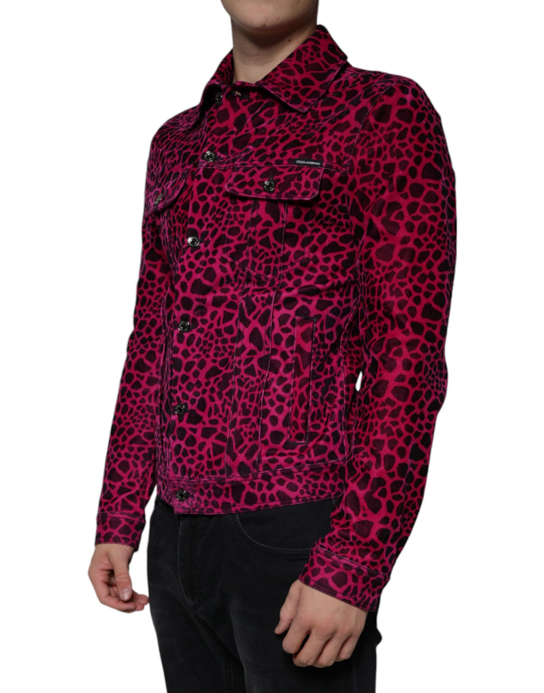 Dolce & Gabbana - Dolce & Gabbana Fuchsia Leopard Button Down Collared Jacket - TSH86590 - 48 - Ask Me Wear