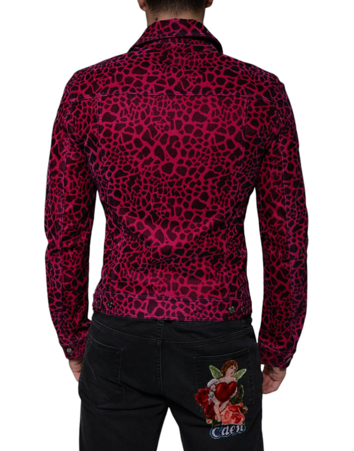 Dolce & Gabbana - Dolce & Gabbana Fuchsia Leopard Button Down Collared Jacket - TSH86590 - 48 - Ask Me Wear