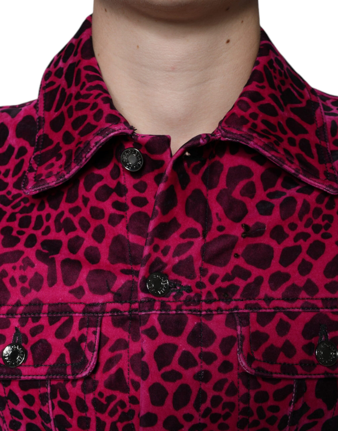 Dolce & Gabbana - Dolce & Gabbana Fuchsia Leopard Button Down Collared Jacket - TSH86590 - 48 - Ask Me Wear