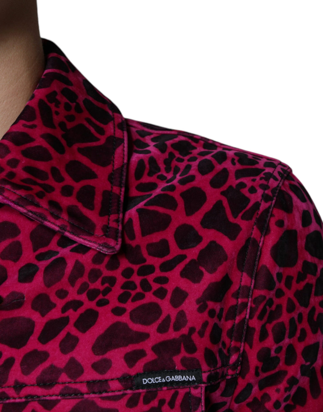 Dolce & Gabbana - Dolce & Gabbana Fuchsia Leopard Button Down Collared Jacket - TSH86590 - 48 - Ask Me Wear