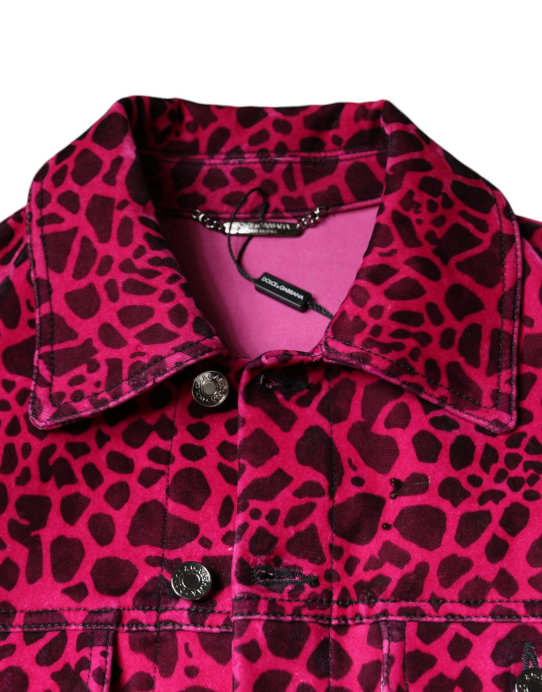 Dolce & Gabbana - Dolce & Gabbana Fuchsia Leopard Button Down Collared Jacket - TSH86590 - 48 - Ask Me Wear