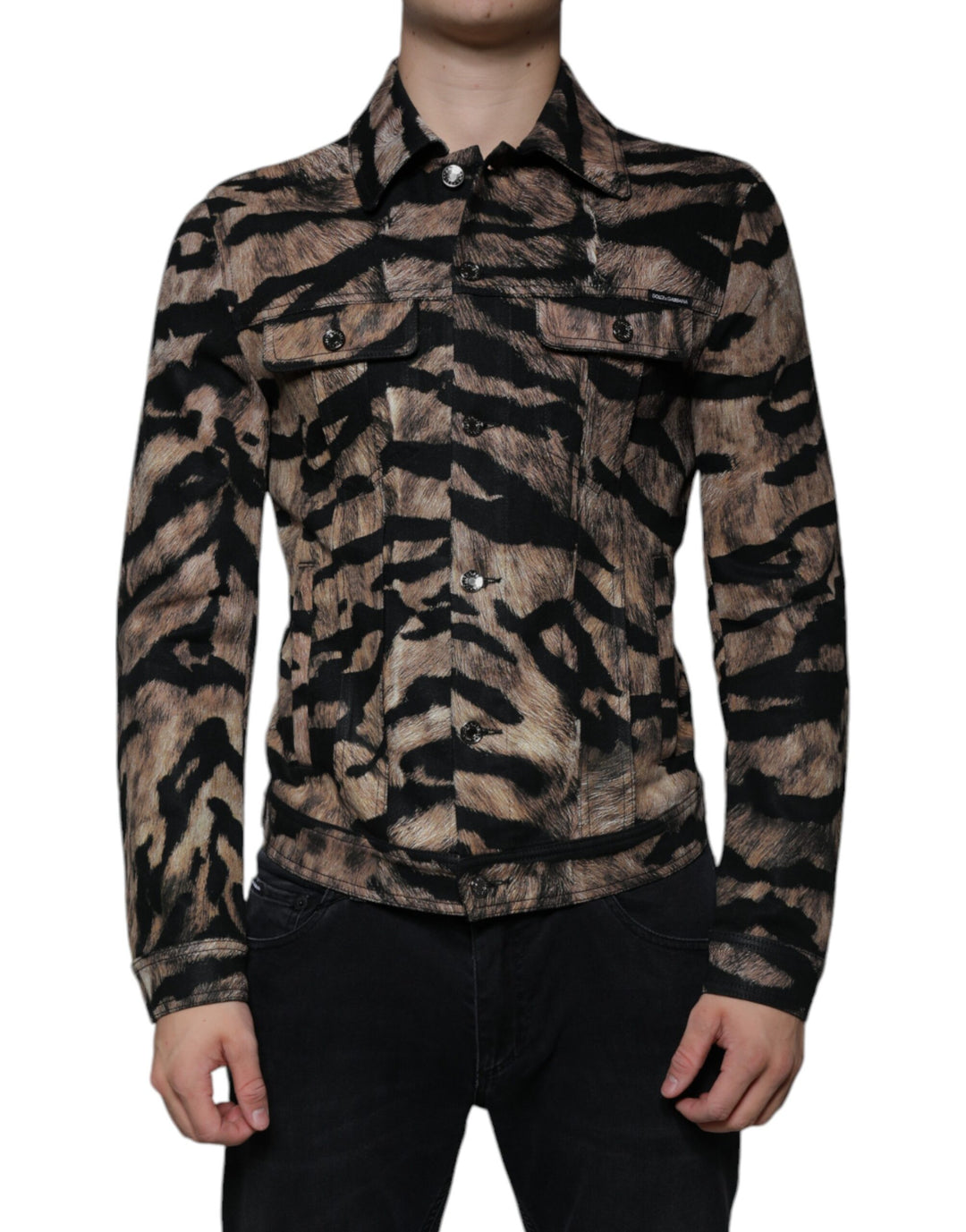 Dolce & Gabbana - Dolce & Gabbana Brown Tiger Button Down Collared Jacket - TSH86591 - 48 - Ask Me Wear