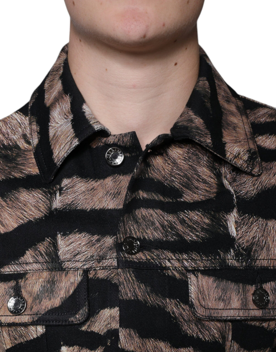 Dolce & Gabbana - Dolce & Gabbana Brown Tiger Button Down Collared Jacket - TSH86591 - 48 - Ask Me Wear