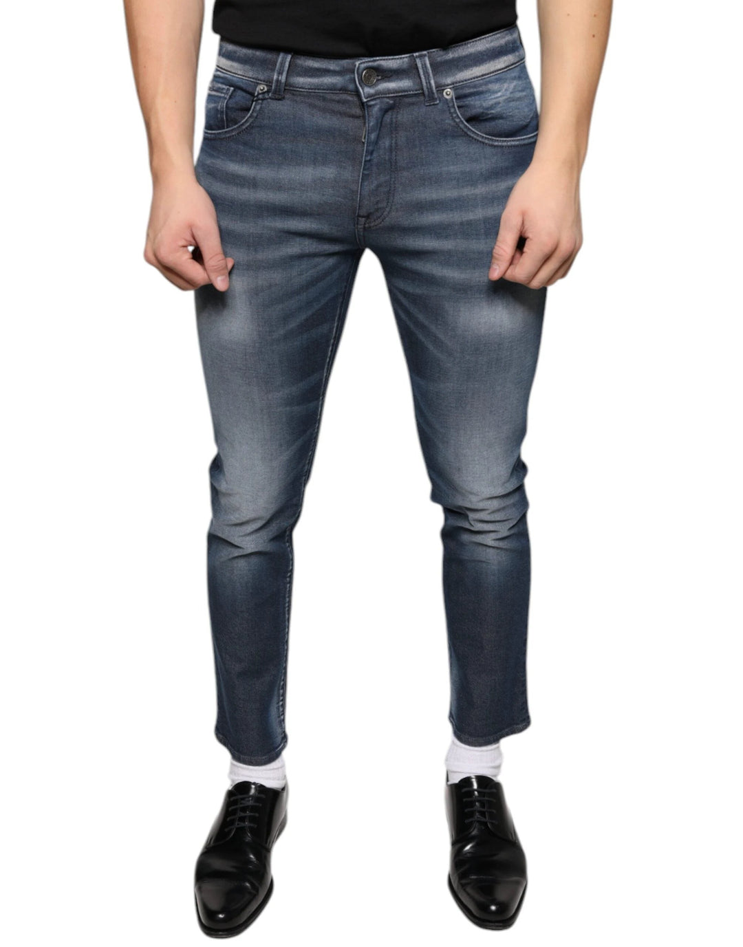 Dolce &amp; Gabbana Dark Blue Washed Cotton Skinny Denim Jeans by Dolce &amp; Gabbana outlet now on sale