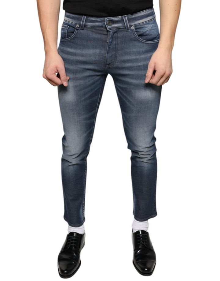 Dolce &amp; Gabbana Dark Blue Washed Cotton Skinny Denim Jeans by Dolce &amp; Gabbana outlet now on sale