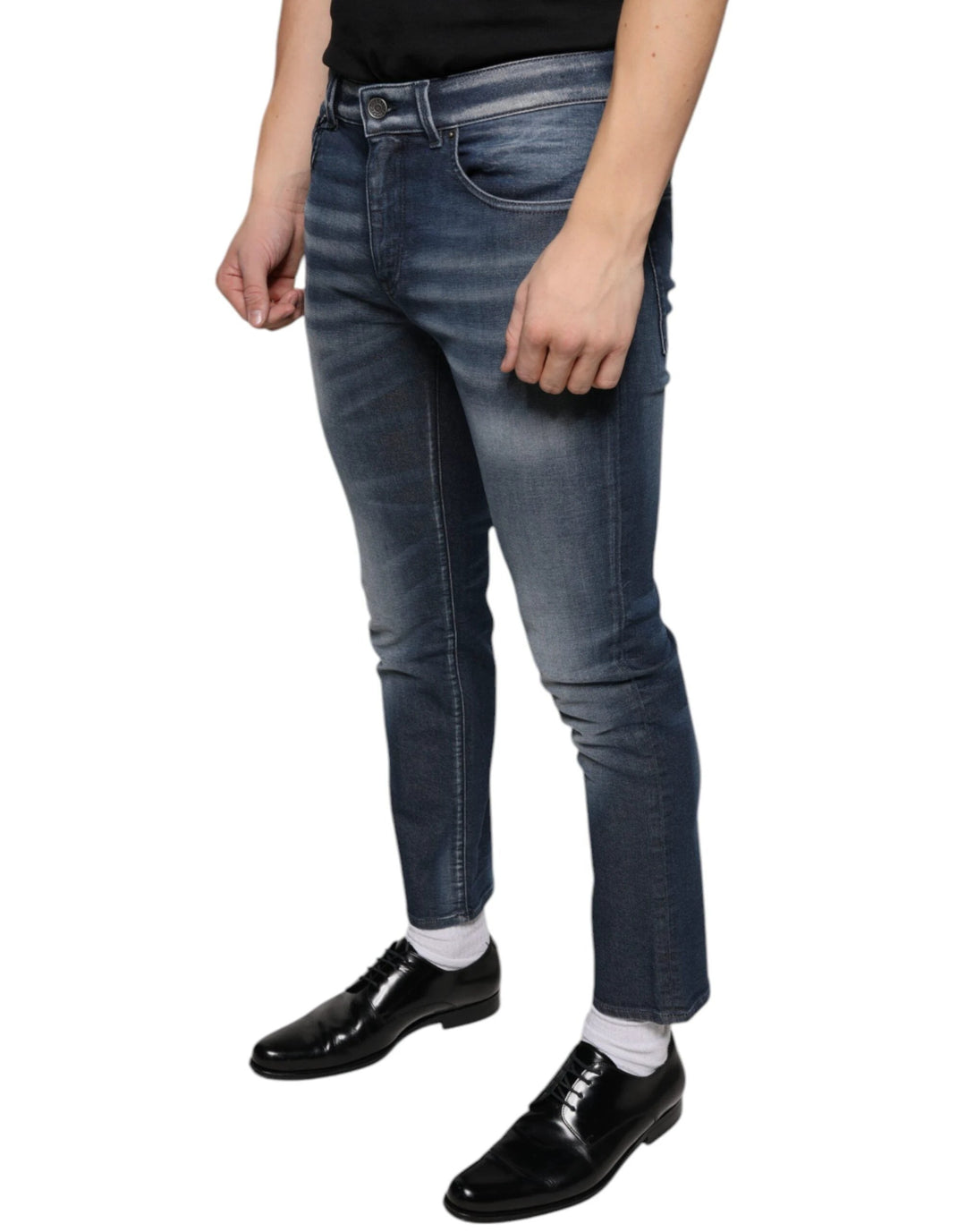 Dolce &amp; Gabbana Dark Blue Washed Cotton Skinny Denim Jeans by Dolce &amp; Gabbana outlet now on sale