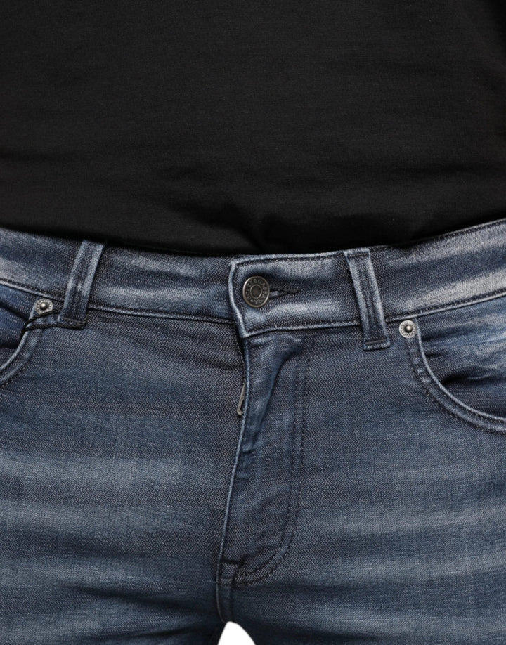 Dolce &amp; Gabbana Dark Blue Washed Cotton Skinny Denim Jeans by Dolce &amp; Gabbana outlet now on sale