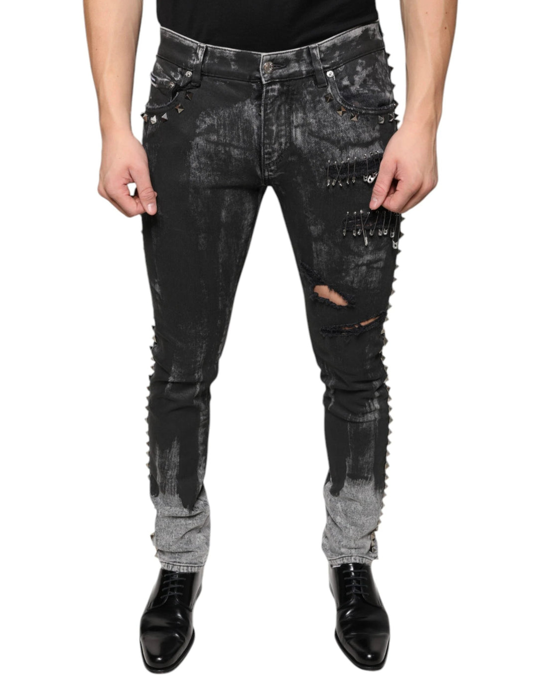 Dolce &amp; Gabbana Sample Sale Dolce &amp; Gabbana Black Embellished Cotton Skinny Denim Jeans - | Designer outlet