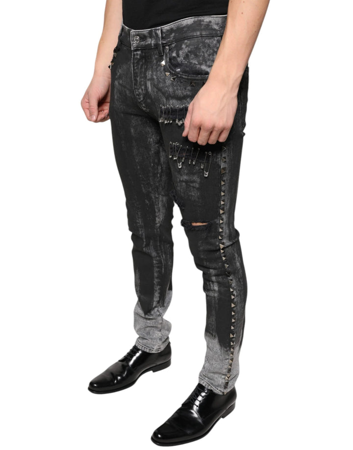 Dolce &amp; Gabbana Sample Sale Dolce &amp; Gabbana Black Embellished Cotton Skinny Denim Jeans - | Designer outlet