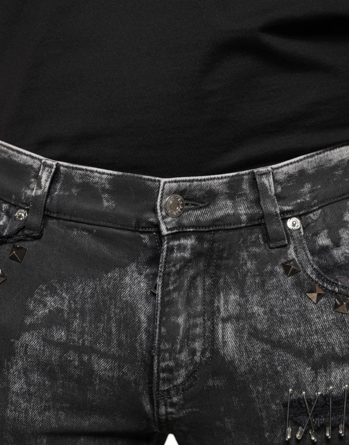Dolce &amp; Gabbana Sample Sale Dolce &amp; Gabbana Black Embellished Cotton Skinny Denim Jeans - | Designer outlet