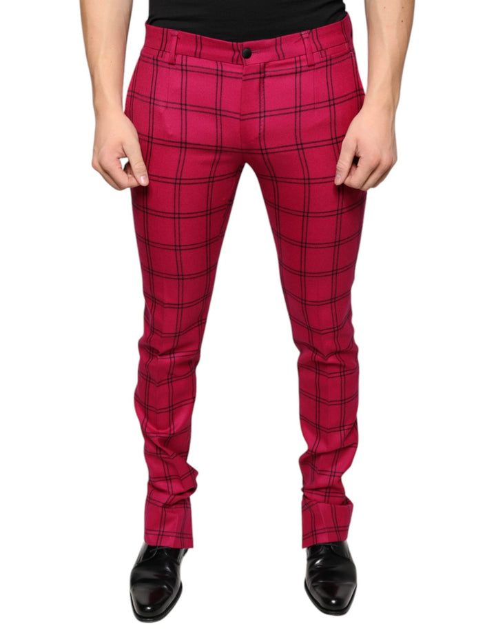 Dolce &amp; Gabbana Sample Sale Dolce &amp; Gabbana Pink Checkered Wool Skinny Pants - | Designer outlet