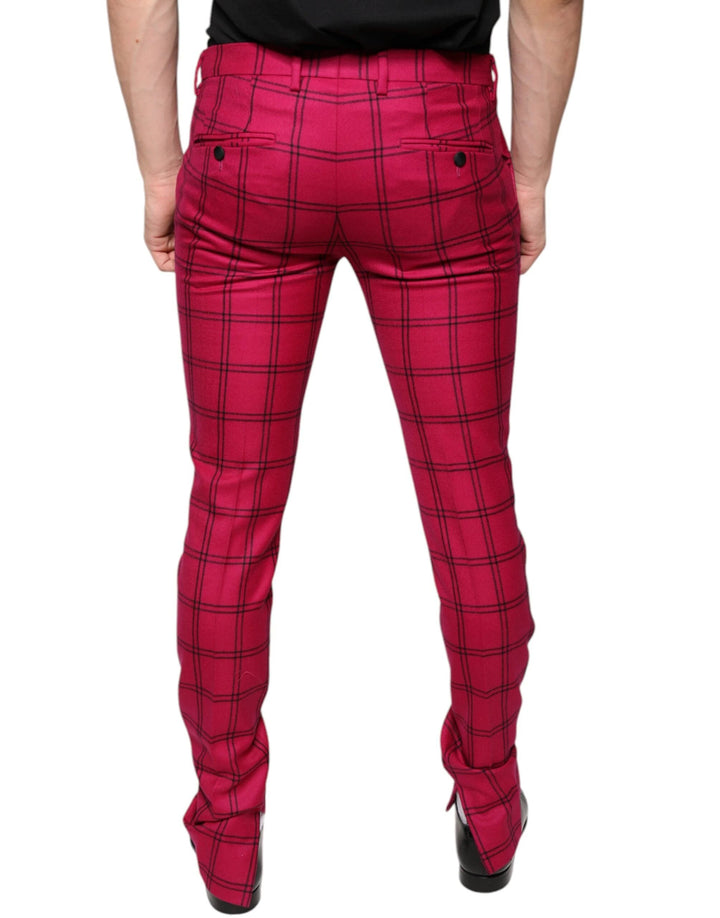Dolce &amp; Gabbana Sample Sale Dolce &amp; Gabbana Pink Checkered Wool Skinny Pants - | Designer outlet