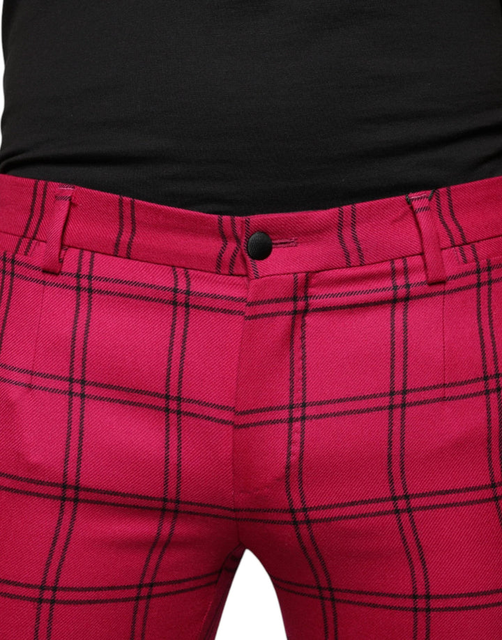 Dolce &amp; Gabbana Sample Sale Dolce &amp; Gabbana Pink Checkered Wool Skinny Pants - | Designer outlet