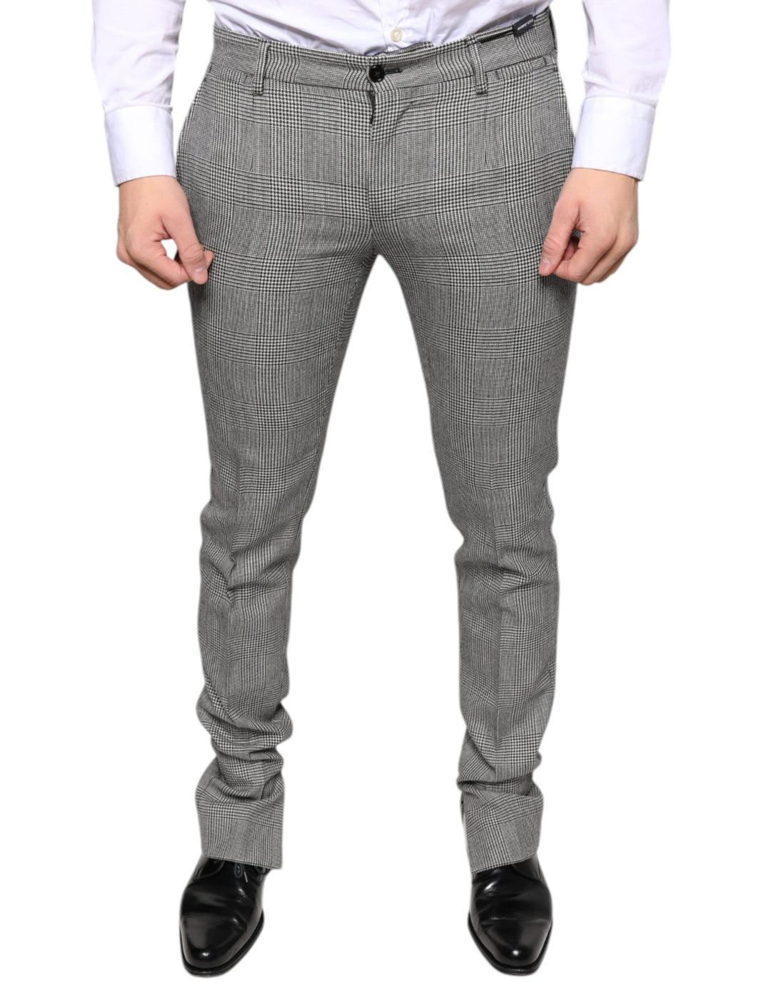 Dolce &amp; Gabbana Sample Sale Dolce &amp; Gabbana Gray Check Tartan Wool Skinny Pants - | Designer outlet
