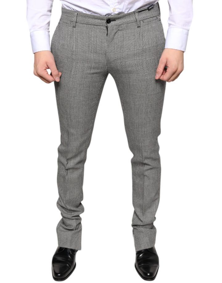 Dolce &amp; Gabbana Sample Sale Dolce &amp; Gabbana Gray Check Tartan Wool Skinny Pants - | Designer outlet