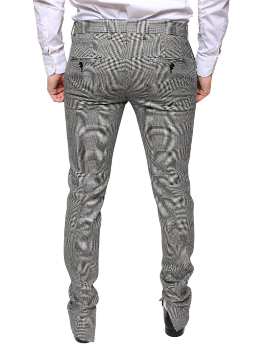 Dolce &amp; Gabbana Sample Sale Dolce &amp; Gabbana Gray Check Tartan Wool Skinny Pants - | Designer outlet