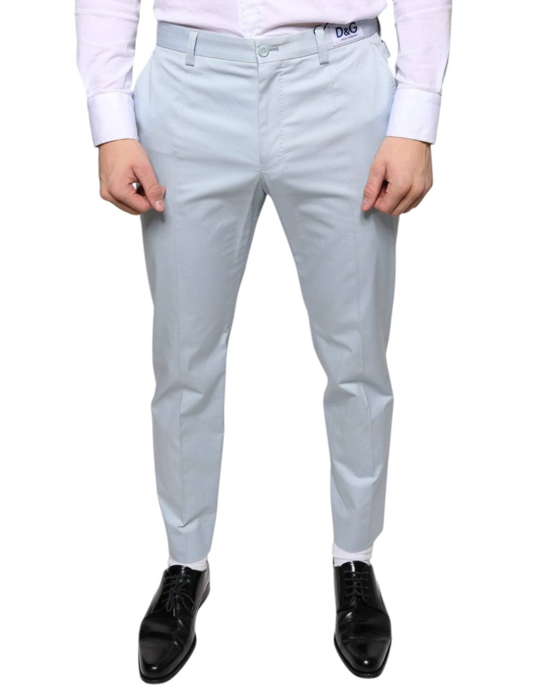 Dolce &amp; Gabbana Sample Sale Dolce &amp; Gabbana Light Blue Cotton Dress Pants - | Designer outlet