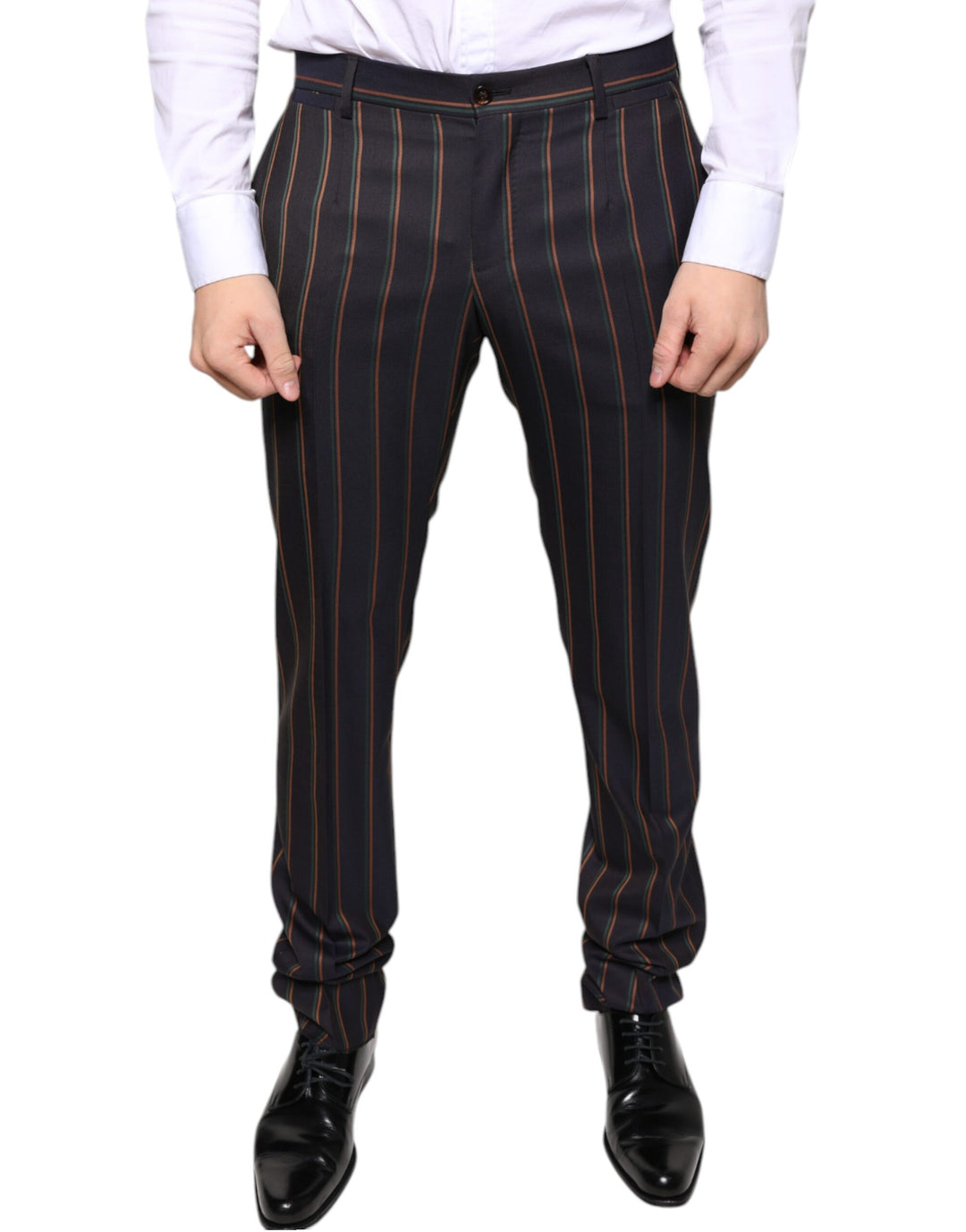 mens designer dress pants Dolce and Gabbana Dress Pants | Brown Stripes Skinny Wool | Designer  Fashion Outlet