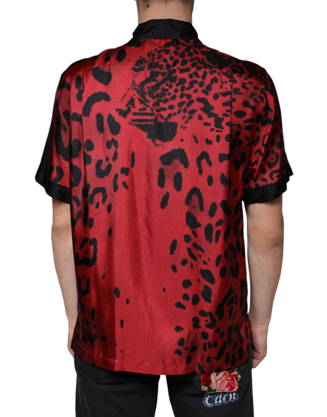 Dolce & Gabbana Red Leopard Silk Button Down Casual Shirt