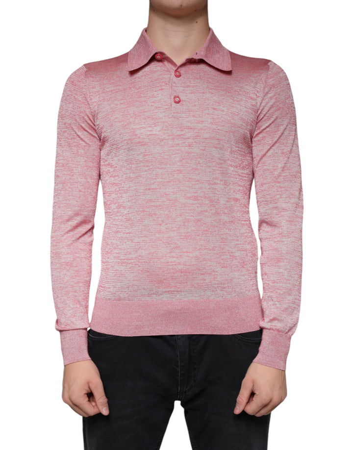Dolce &amp; Gabbana Sample Sale Dolce &amp; Gabbana Pink Polyester Long Sleeve Men Polo T-shirt - | Designer outlet