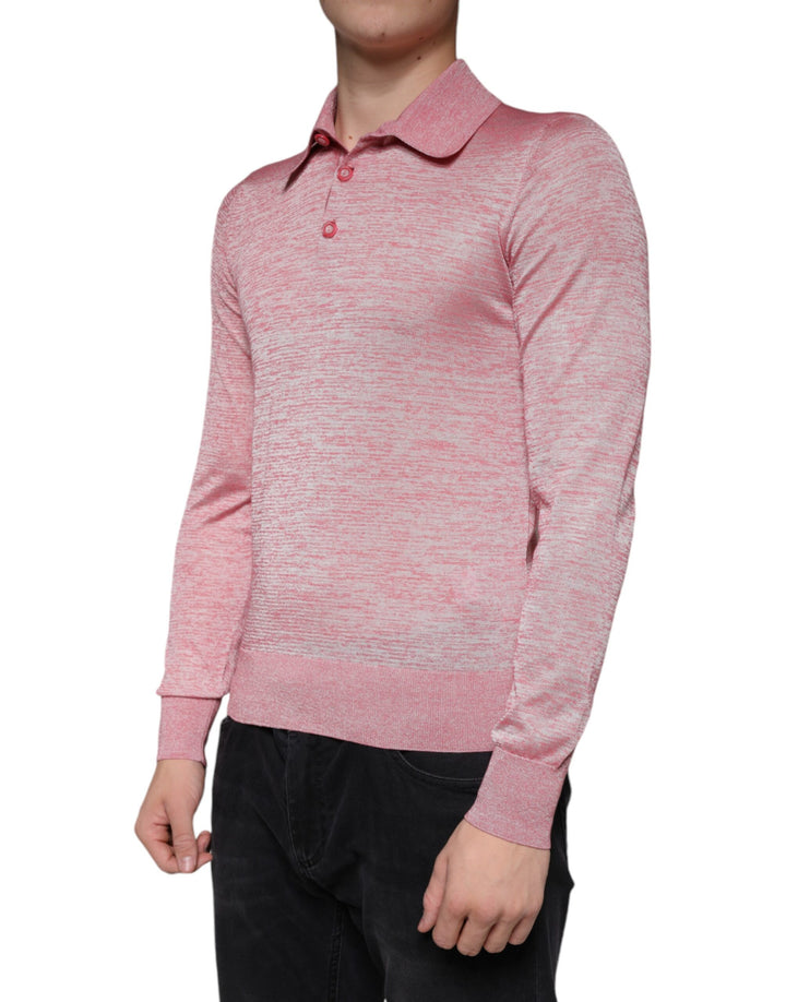Dolce &amp; Gabbana Sample Sale Dolce &amp; Gabbana Pink Polyester Long Sleeve Men Polo T-shirt - | Designer outlet