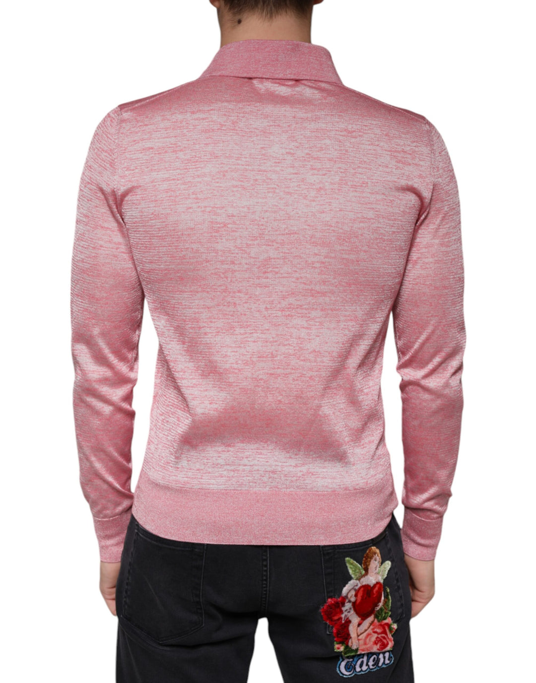 Dolce &amp; Gabbana Sample Sale Dolce &amp; Gabbana Pink Polyester Long Sleeve Men Polo T-shirt - | Designer outlet