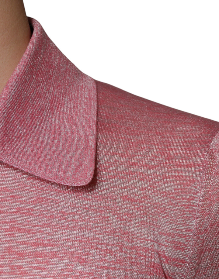 Dolce &amp; Gabbana Sample Sale Dolce &amp; Gabbana Pink Polyester Long Sleeve Men Polo T-shirt - | Designer outlet