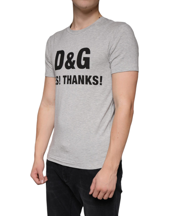 Dolce &amp; Gabbana Sample Sale Dolce &amp; Gabbana Gray Logo Print Crewneck Short Sleeve T-shirt - | Designer outlet