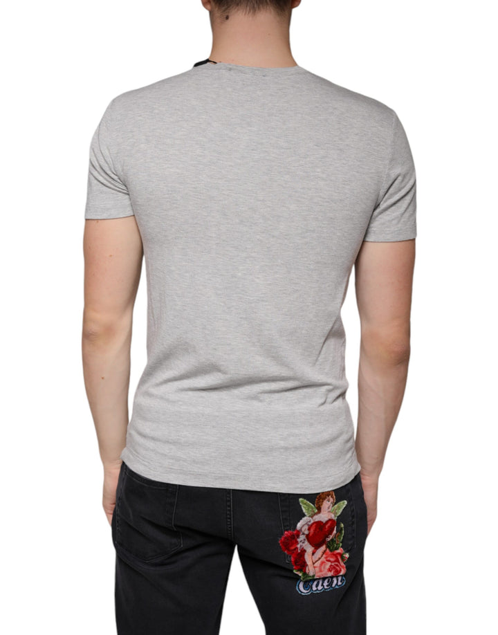 Dolce &amp; Gabbana Sample Sale Dolce &amp; Gabbana Gray Logo Print Crewneck Short Sleeve T-shirt - | Designer outlet