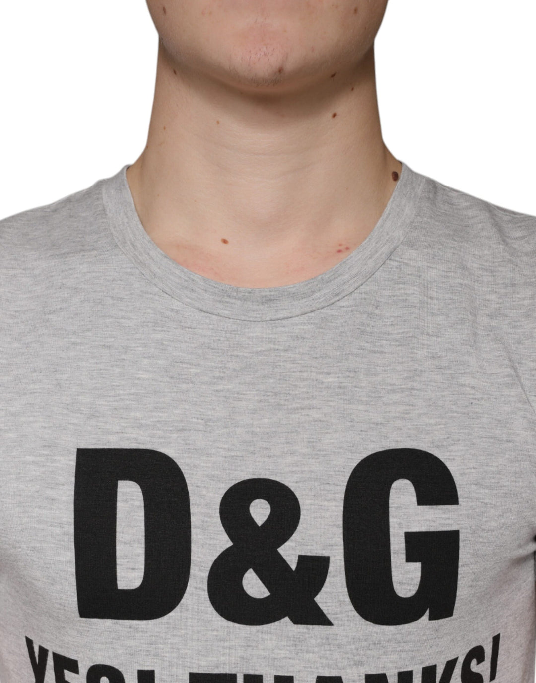 Dolce &amp; Gabbana Sample Sale Dolce &amp; Gabbana Gray Logo Print Crewneck Short Sleeve T-shirt - | Designer outlet