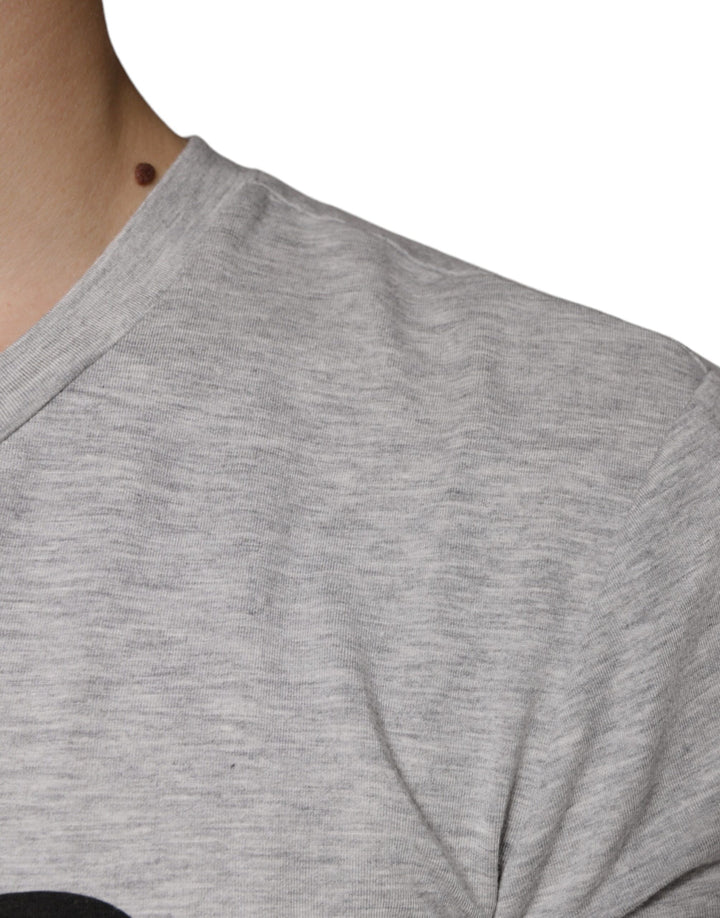 Dolce &amp; Gabbana Sample Sale Dolce &amp; Gabbana Gray Logo Print Crewneck Short Sleeve T-shirt - | Designer outlet