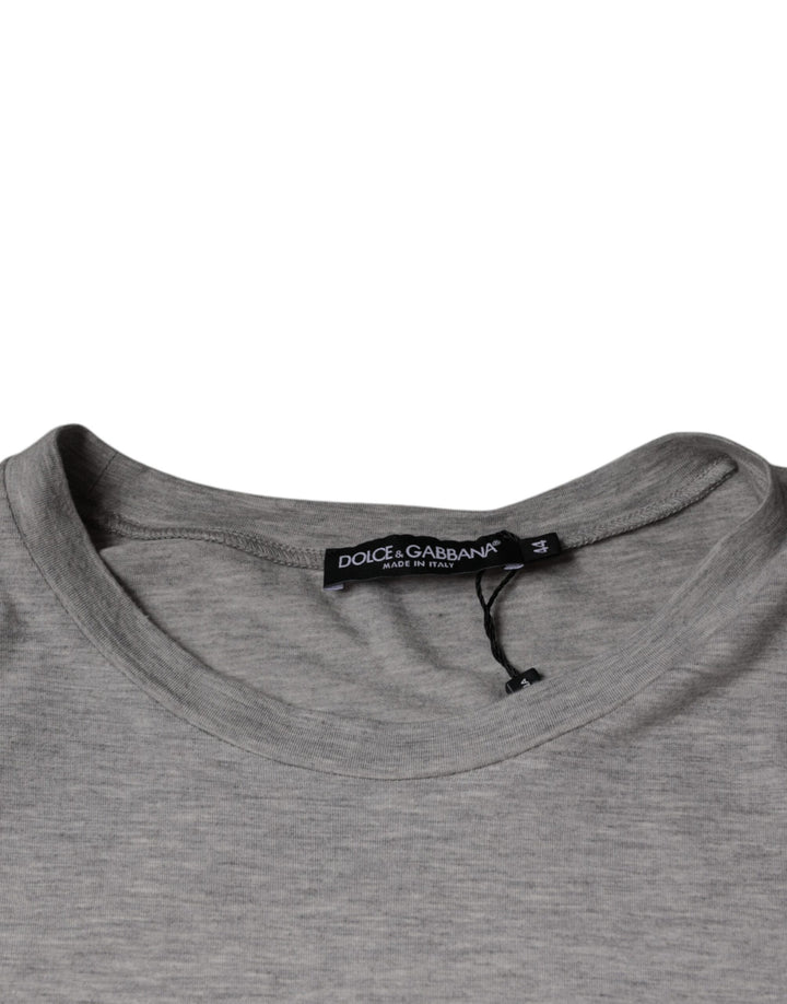 Dolce &amp; Gabbana Sample Sale Dolce &amp; Gabbana Gray Logo Print Crewneck Short Sleeve T-shirt - | Designer outlet