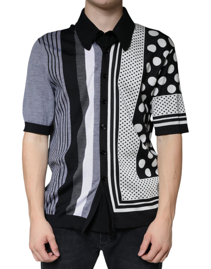 Dolce &amp; Gabbana Sample Sale Dolce &amp; Gabbana Black White Polka Dot Collared Polo T-shirt - | Designer outlet