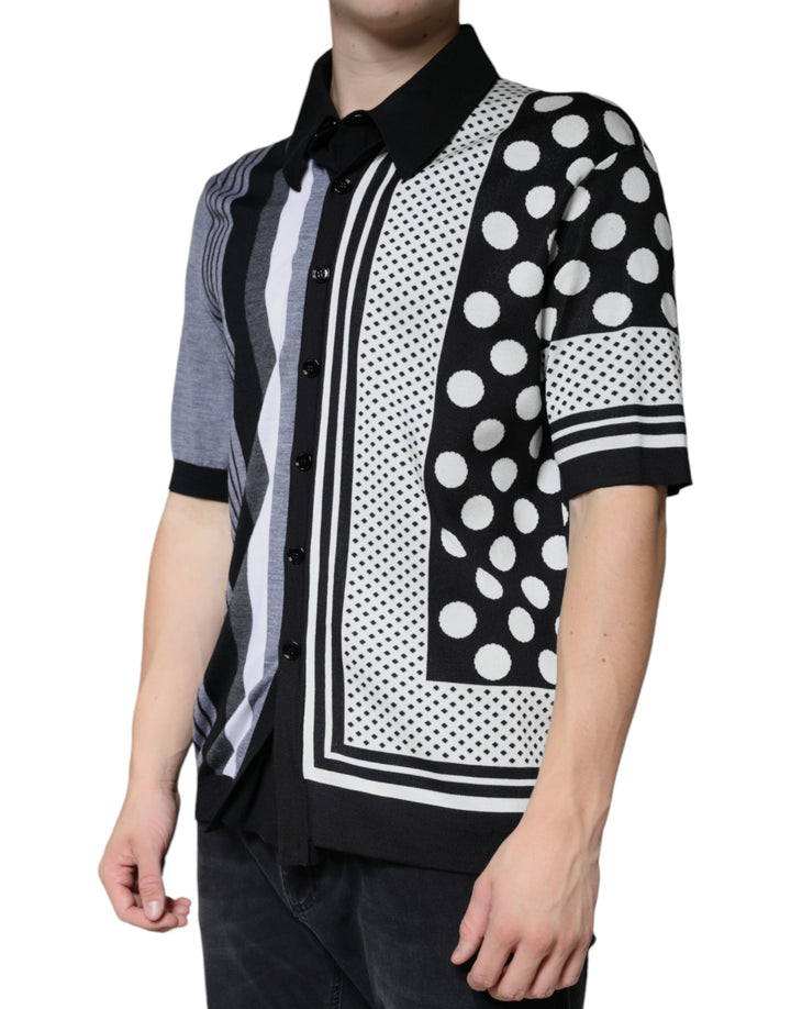 Dolce &amp; Gabbana Sample Sale Dolce &amp; Gabbana Black White Polka Dot Collared Polo T-shirt - | Designer outlet