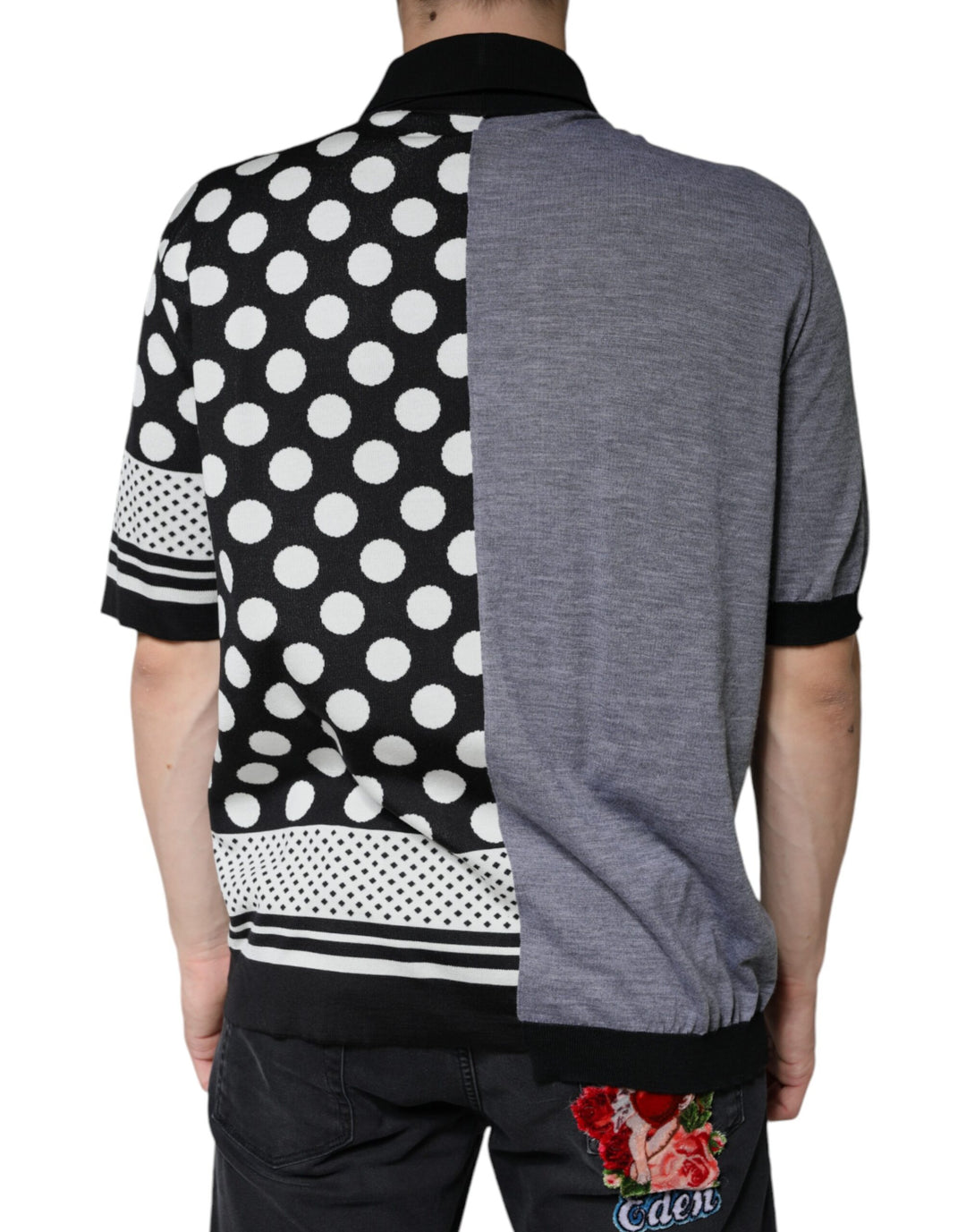 Dolce &amp; Gabbana Sample Sale Dolce &amp; Gabbana Black White Polka Dot Collared Polo T-shirt - | Designer outlet