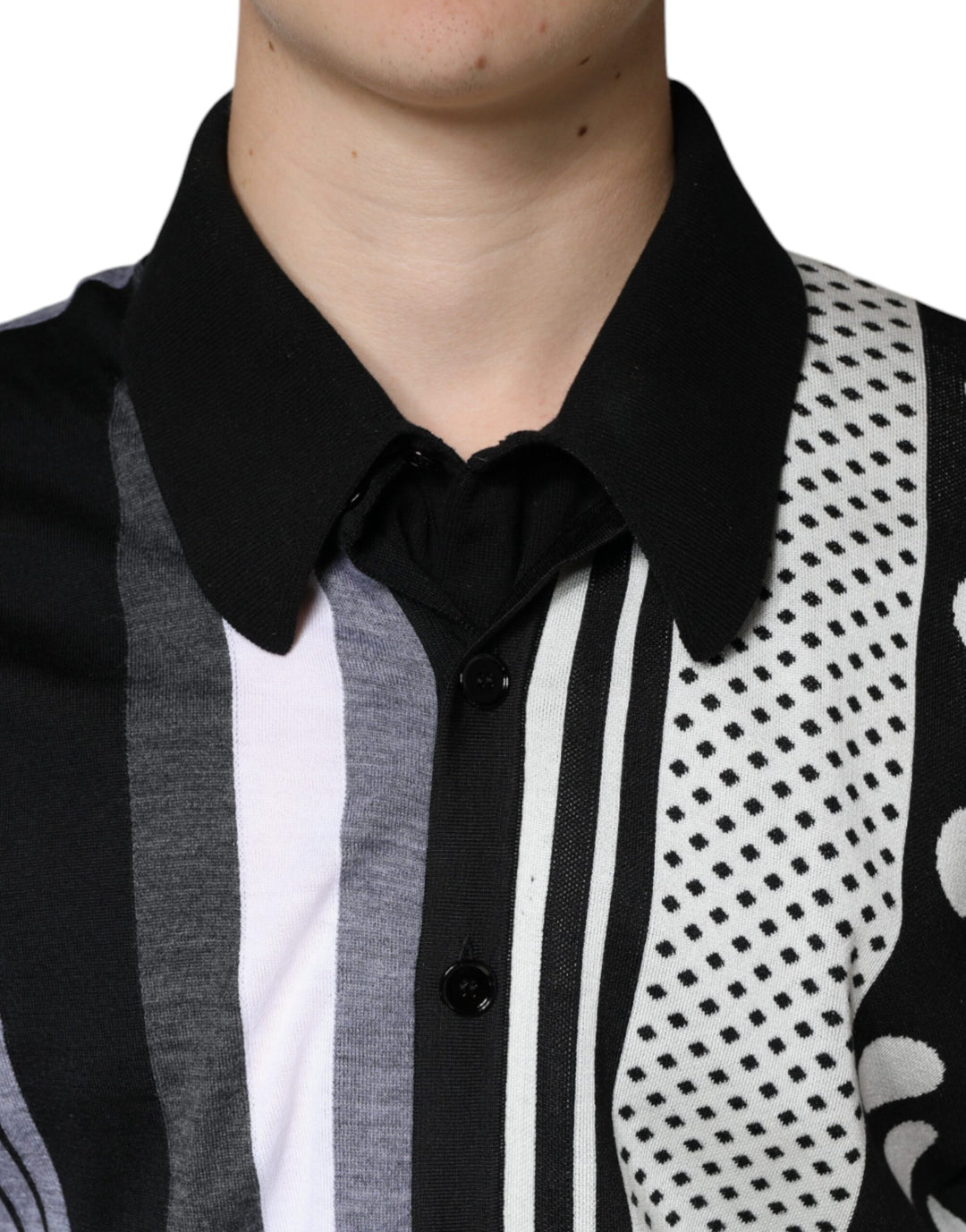 Dolce &amp; Gabbana Sample Sale Dolce &amp; Gabbana Black White Polka Dot Collared Polo T-shirt - | Designer outlet