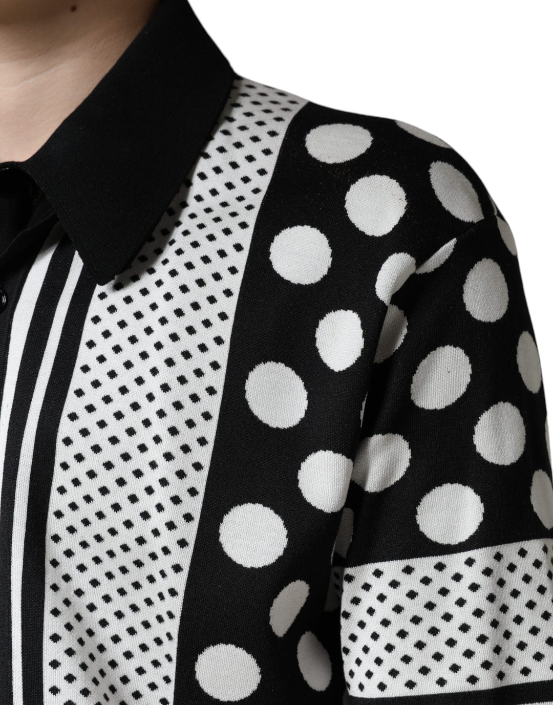 Dolce &amp; Gabbana Sample Sale Dolce &amp; Gabbana Black White Polka Dot Collared Polo T-shirt - | Designer outlet