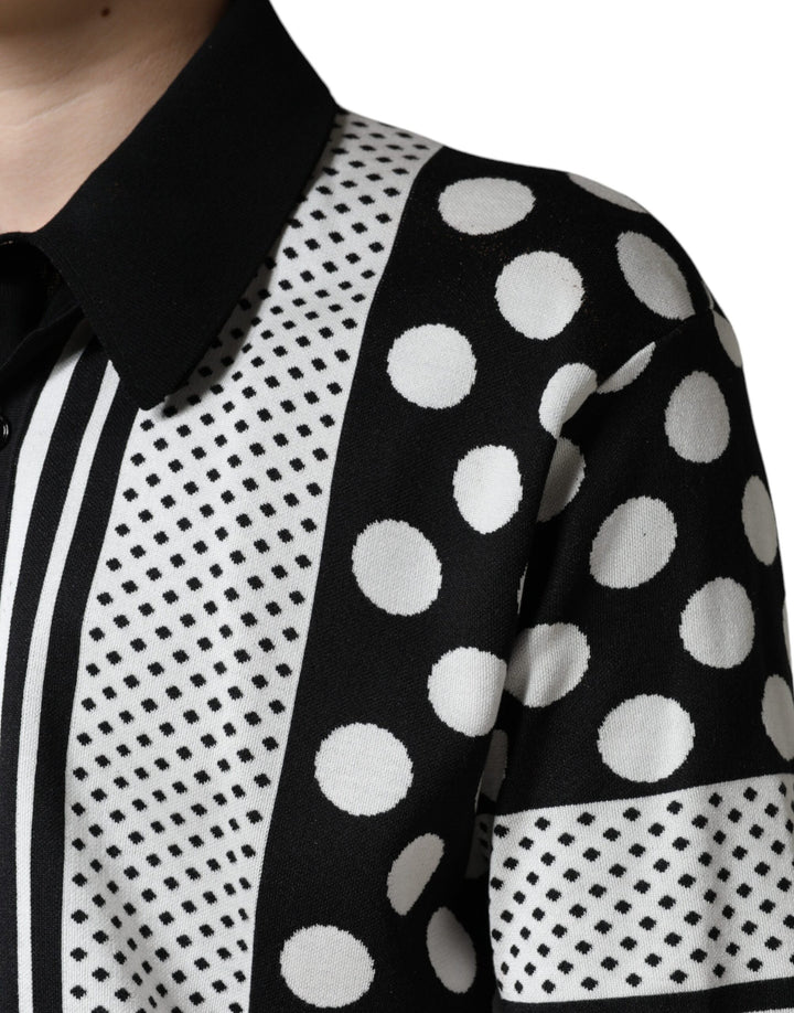 Dolce &amp; Gabbana Sample Sale Dolce &amp; Gabbana Black White Polka Dot Collared Polo T-shirt - | Designer outlet