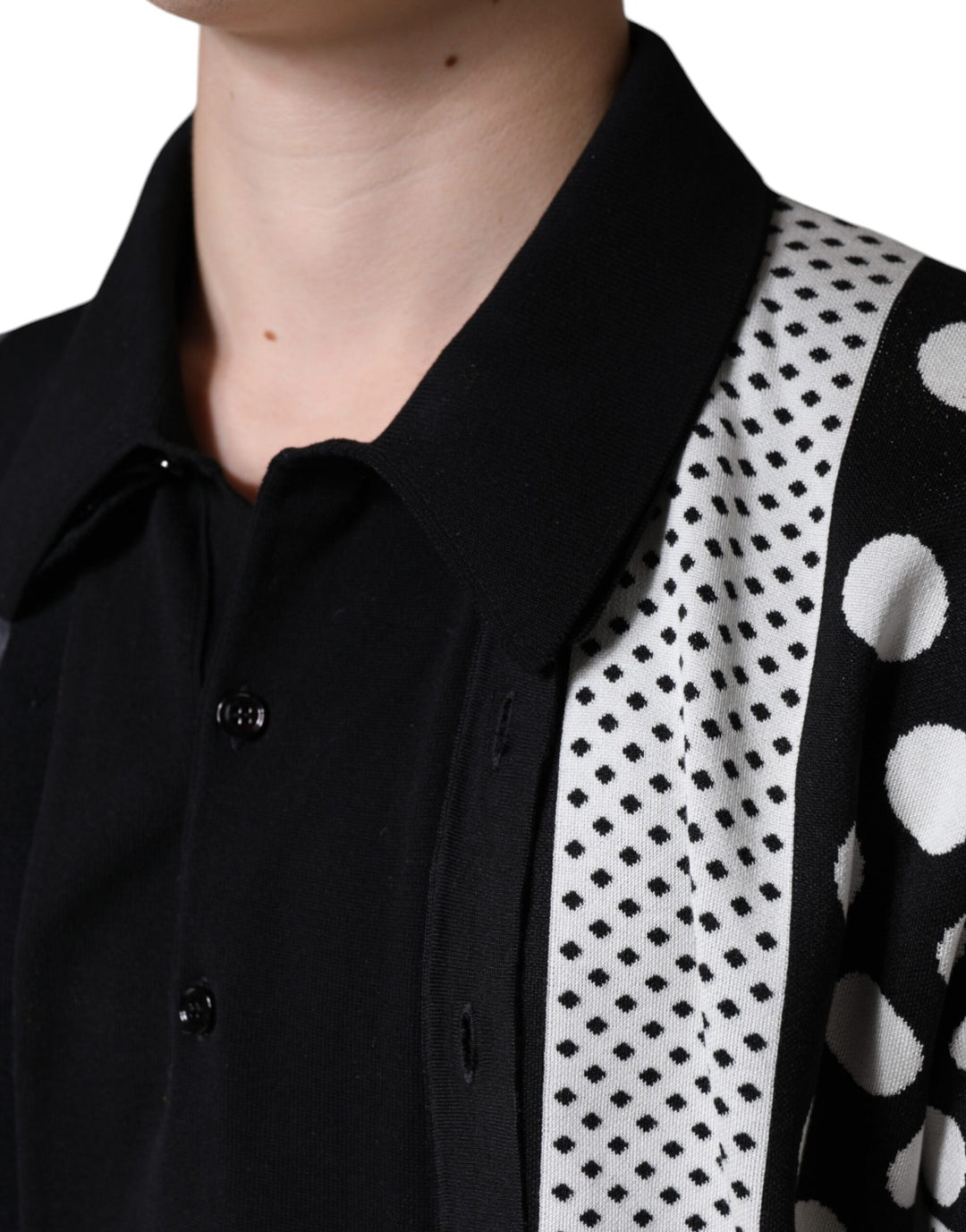 Dolce &amp; Gabbana Sample Sale Dolce &amp; Gabbana Black White Polka Dot Collared Polo T-shirt - | Designer outlet