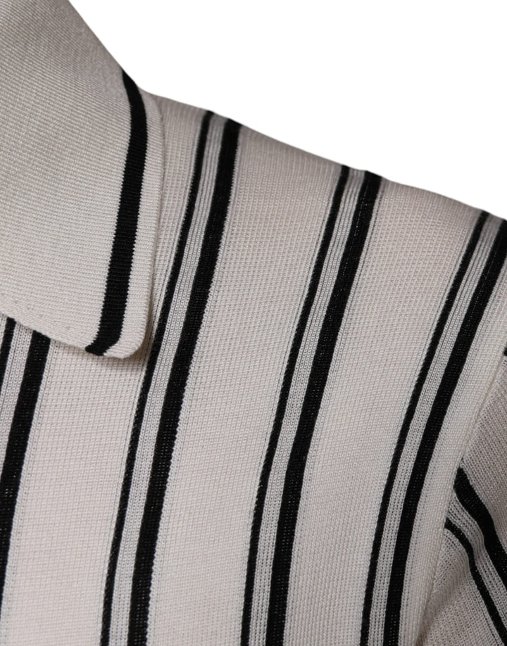 Dolce &amp; Gabbana White Black Stripe Polo Short Sleeve T-shirt by Dolce &amp; Gabbana outlet now on sale