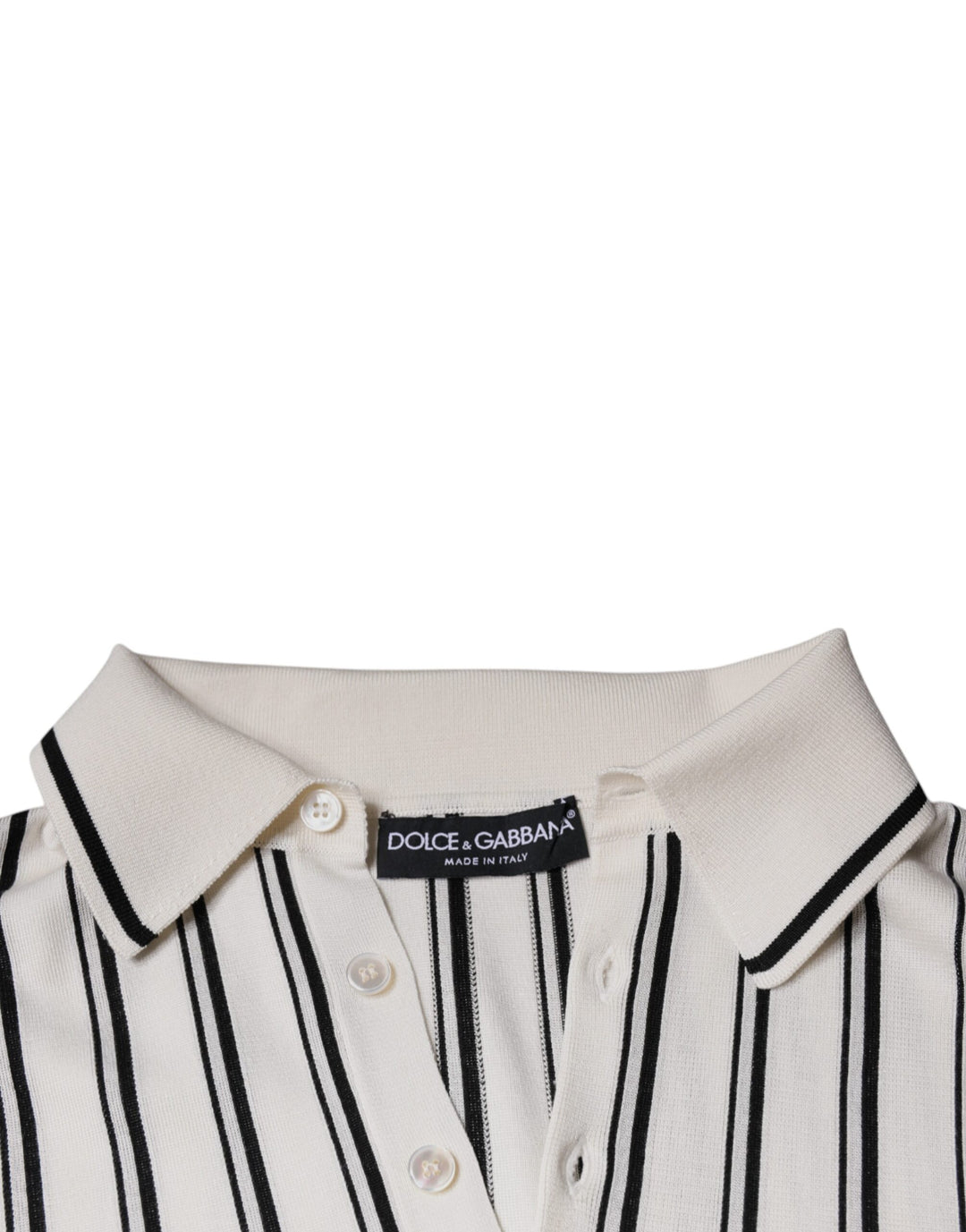 Dolce &amp; Gabbana White Black Stripe Polo Short Sleeve T-shirt by Dolce &amp; Gabbana outlet now on sale