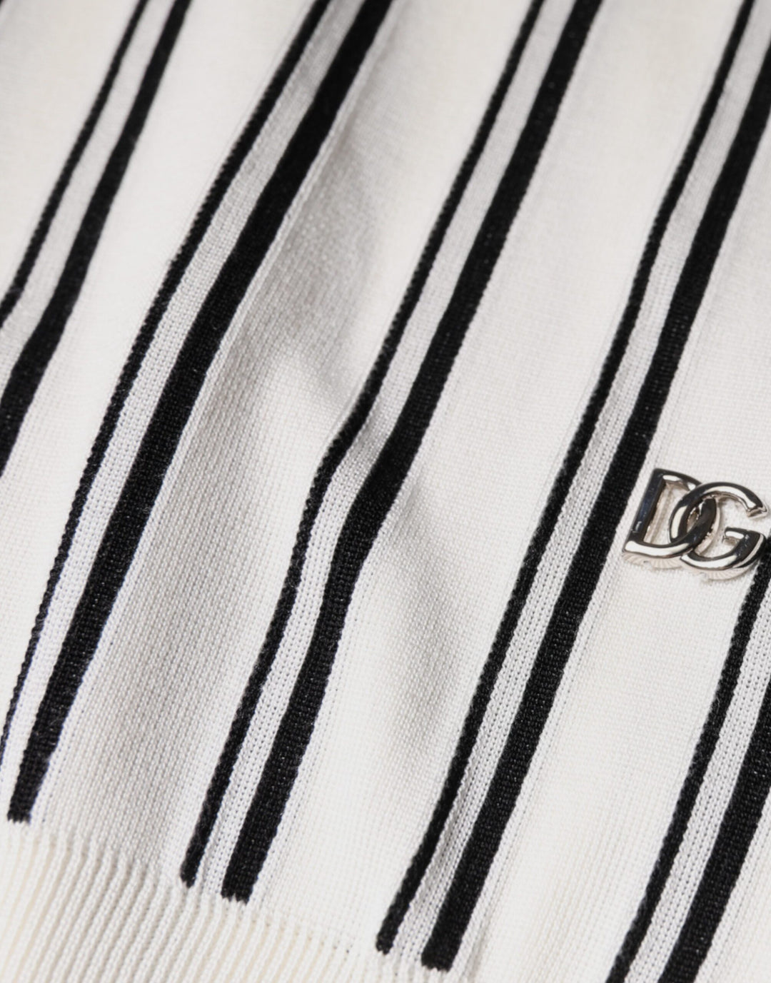 Dolce &amp; Gabbana White Black Stripe Polo Short Sleeve T-shirt by Dolce &amp; Gabbana outlet now on sale