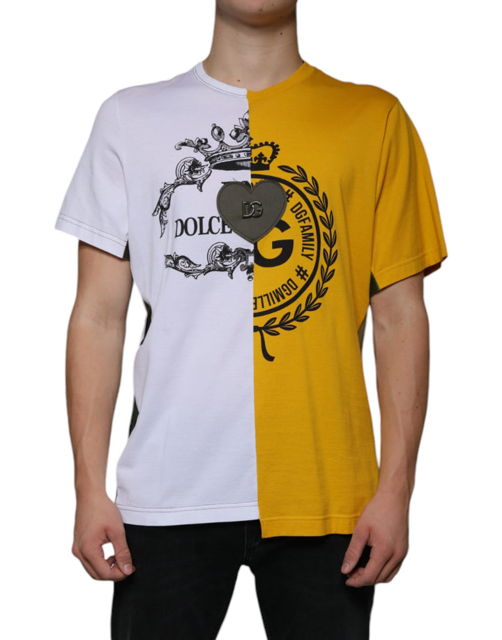 Dolce &amp; Gabbana Sample Sale Dolce &amp; Gabbana White Yellow Logo Print Short Sleeve T-shirt - | Designer outlet