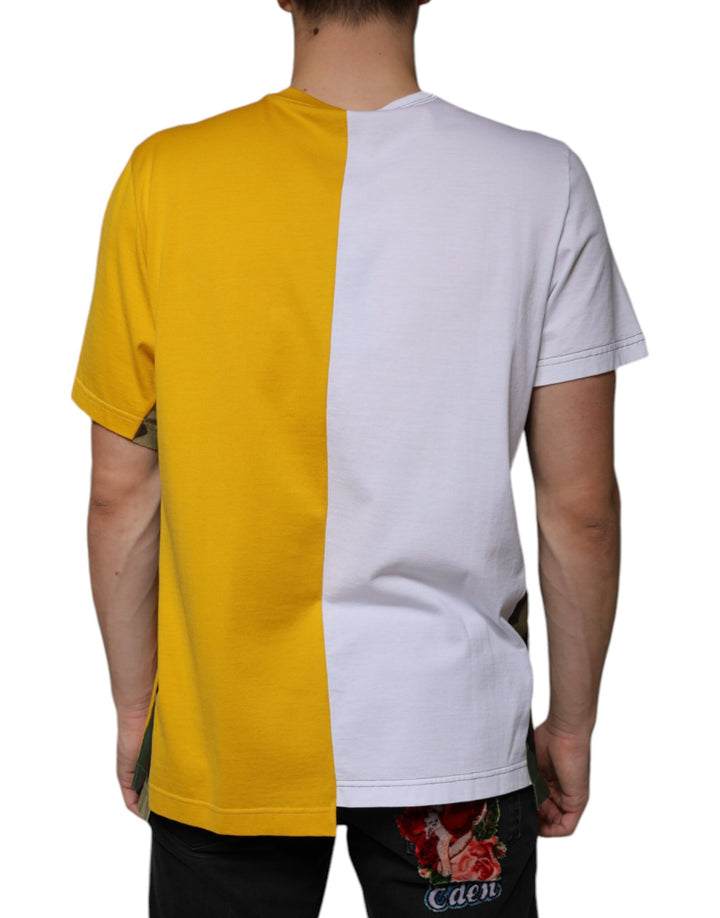 Dolce &amp; Gabbana Sample Sale Dolce &amp; Gabbana White Yellow Logo Print Short Sleeve T-shirt - | Designer outlet