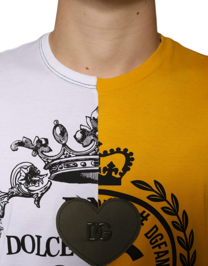 Dolce &amp; Gabbana Sample Sale Dolce &amp; Gabbana White Yellow Logo Print Short Sleeve T-shirt - | Designer outlet