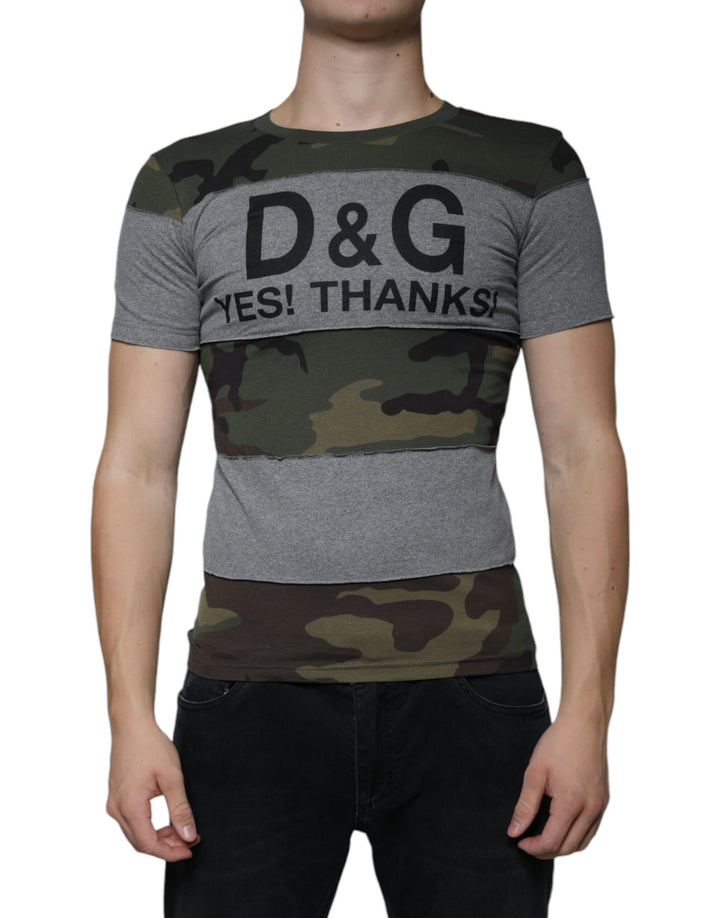 Dolce &amp; Gabbana Sample Sale Dolce &amp; Gabbana Multicolor Camouflage Cotton Crew Neck T-shirt - | Designer outlet