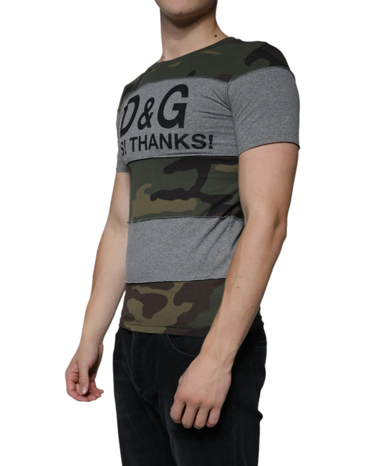 Dolce &amp; Gabbana Sample Sale Dolce &amp; Gabbana Multicolor Camouflage Cotton Crew Neck T-shirt - | Designer outlet
